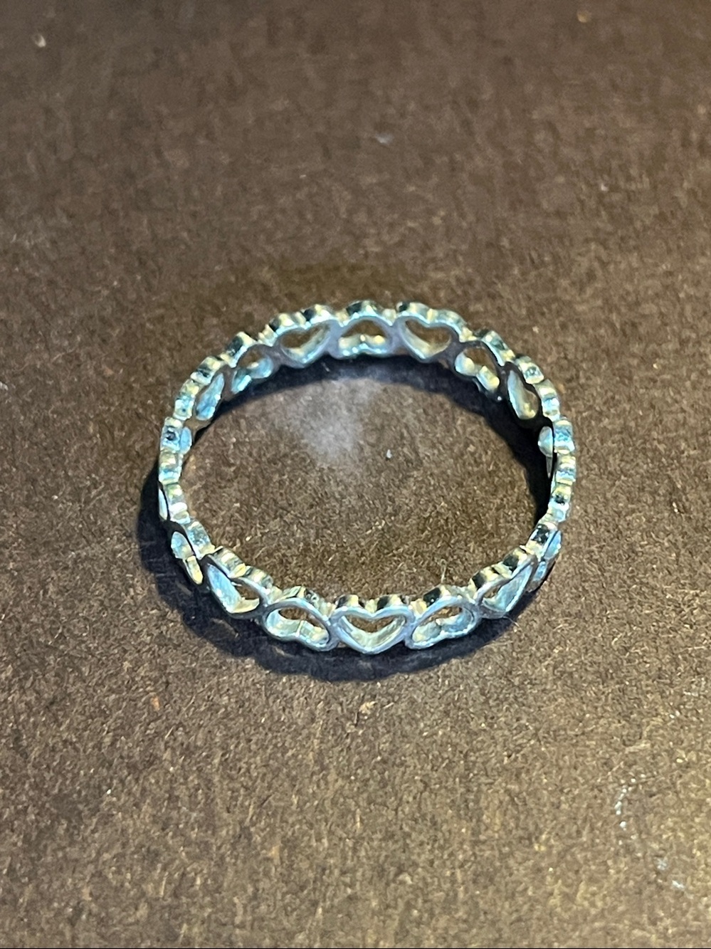 925 Silver Heart Link Band Ring